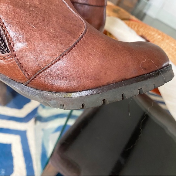 👢 LANQIER BROWN EDGY BUCKLE CHUNKY HEEL BOOTIES! - Picture 7 of 16